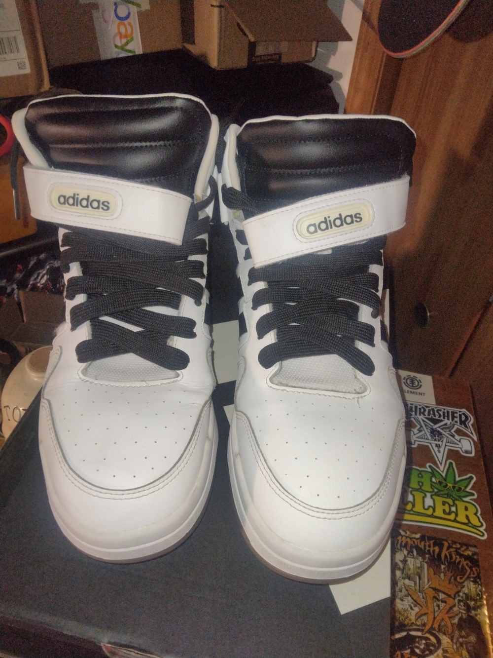 Adidas Black/White Postmove Mid - Size 12